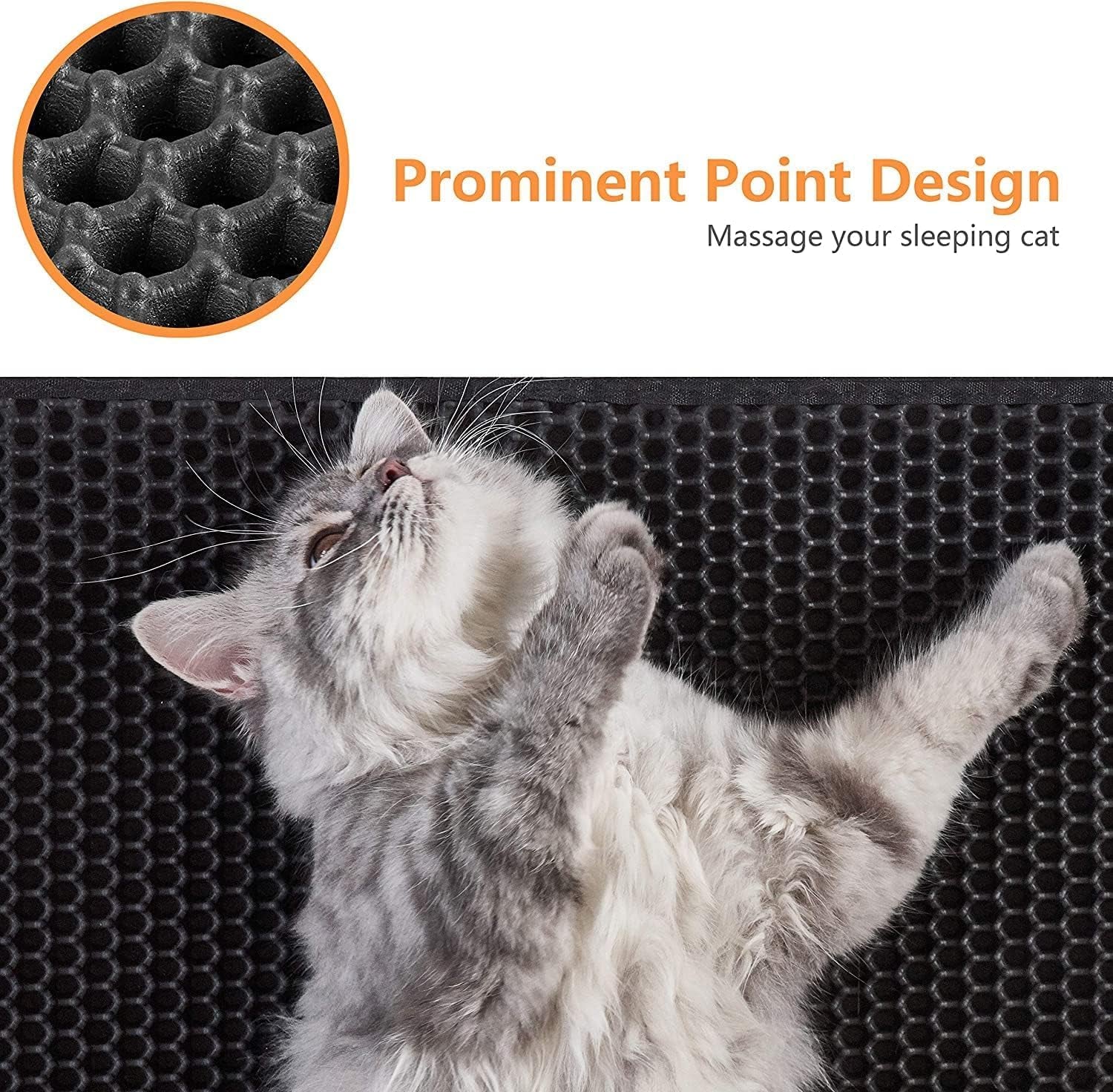 Cat Litter Mat Litter Box Mat, EVA Honeycomb Double Layer Design, Urine & Waterproof, Scatter Control Kitty Litter Mat, Less Waste, Easier to Clean,Washable, Black