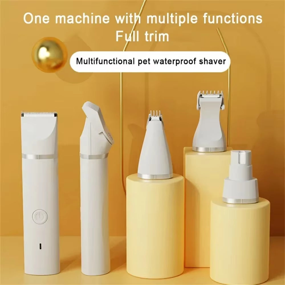 4 in 1 Electric Pet Trimmer, Rechargeable Pet Clippers for Dogs Grooming Kit with Foot Hair Cutting Machine Pet Grooming Kit
