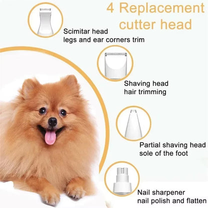 4 in 1 Electric Pet Trimmer, Rechargeable Pet Clippers for Dogs Grooming Kit with Foot Hair Cutting Machine Pet Grooming Kit