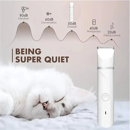 4 in 1 Electric Pet Trimmer, Rechargeable Pet Clippers for Dogs Grooming Kit with Foot Hair Cutting Machine Pet Grooming Kit