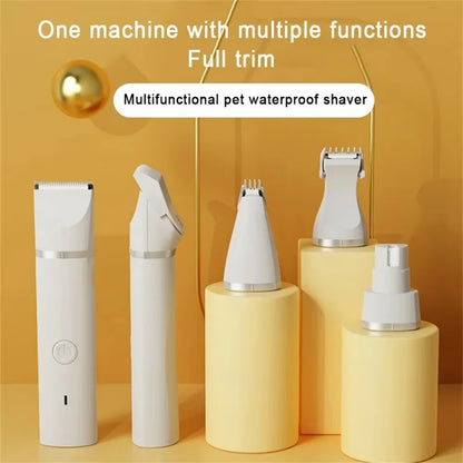 4 in 1 Electric Pet Trimmer, Rechargeable Pet Clippers for Dogs Grooming Kit with Foot Hair Cutting Machine Pet Grooming Kit